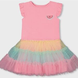 Pink and Rainbow Tulle Dress for Toddler